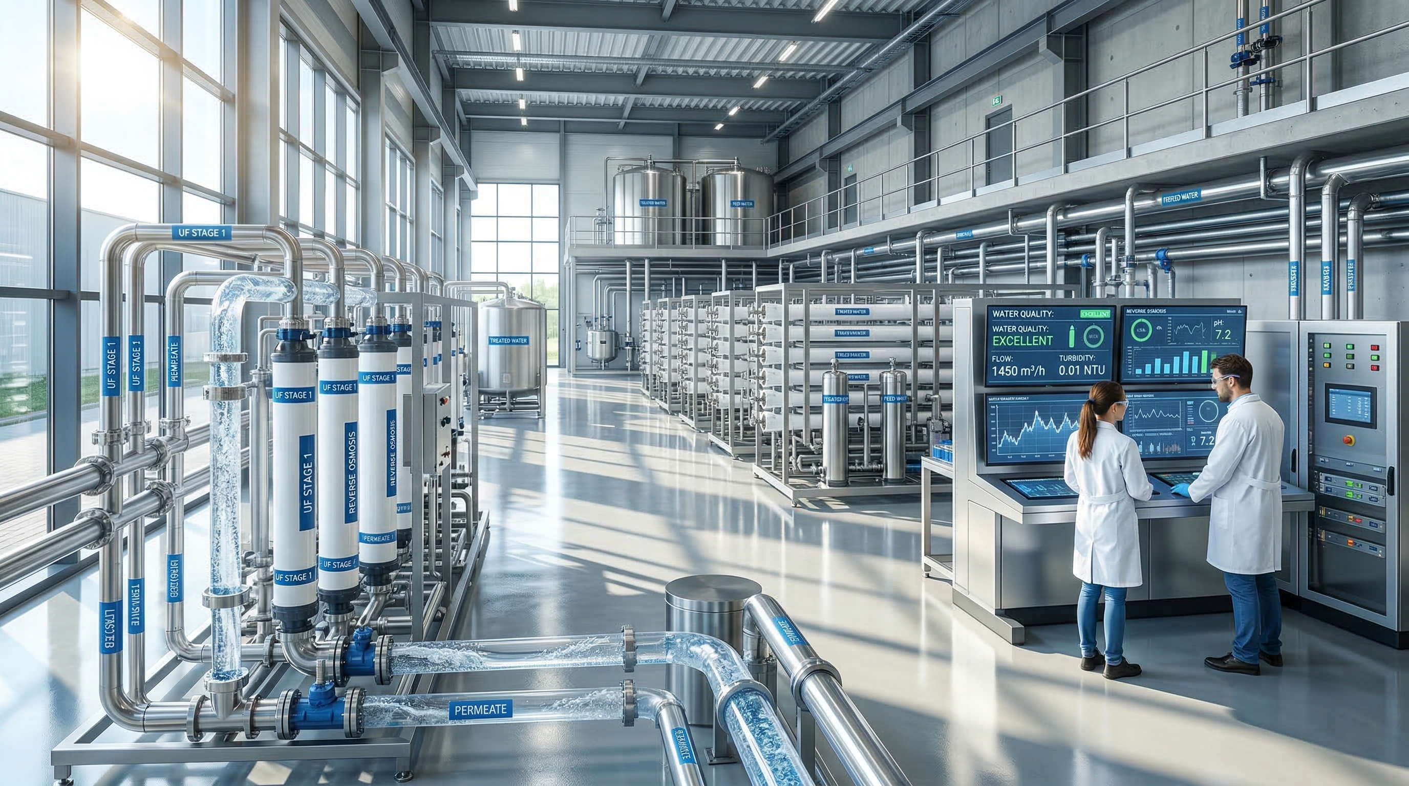 Advanced water purification facility with membrane filtration systems